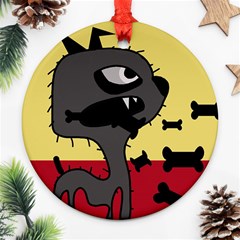 Angry Little Dog Round Ornament (two Sides)  by Valentinaart