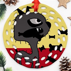 Angry Little Dog Round Filigree Ornament (2side)