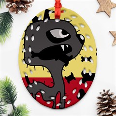 Angry Little Dog Oval Filigree Ornament (2-side) 