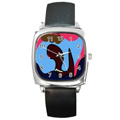 Sea Monster Square Metal Watch by Valentinaart