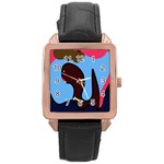 Sea monster Rose Gold Leather Watch  Front