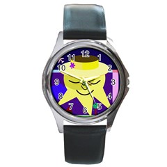 Mr  Sun Round Metal Watch by Valentinaart