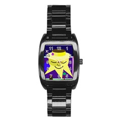 Mr  Sun Stainless Steel Barrel Watch by Valentinaart