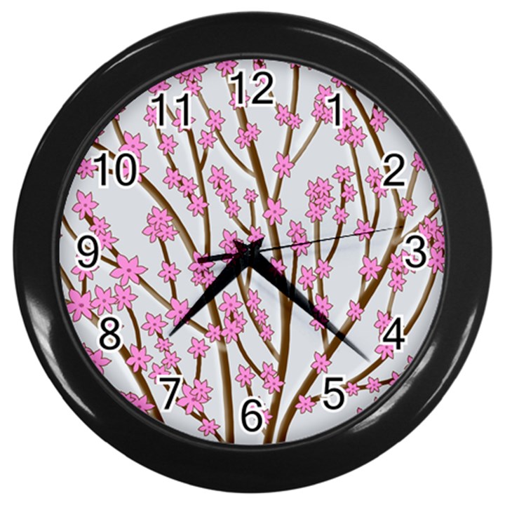 Cherry tree Wall Clocks (Black)