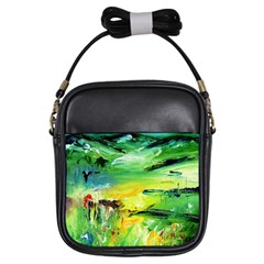 Abstract Landscape Girls Sling Bags by artistpixi