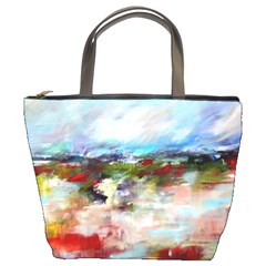 Red Abstract Landscape Bucket Bags by artistpixi