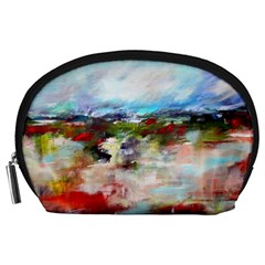 Red Abstract Landscape Accessory Pouches (large)  by artistpixi