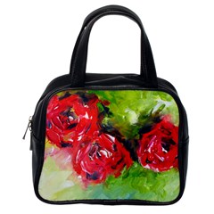 Floral  Red On Green Classic Handbags (one Side) by artistpixi