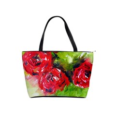 Floral  Red On Green Shoulder Handbags