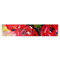 Floral  Red On Green Flano Scarf (small) by artistpixi