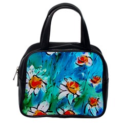 Abstract Daisys Floral Print  Classic Handbags (one Side)