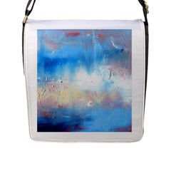 Abstract Blue And White Art Print Flap Messenger Bag (l) 