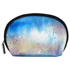 Abstract Blue And White Art Print Accessory Pouches (large) 