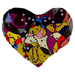 New Year Large 19  Premium Flano Heart Shape Cushions by Valentinaart