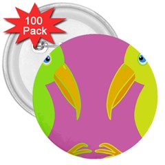 Parrots 3  Buttons (100 Pack)  by Valentinaart