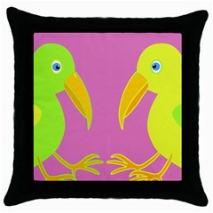 Parrots Throw Pillow Case (black) by Valentinaart