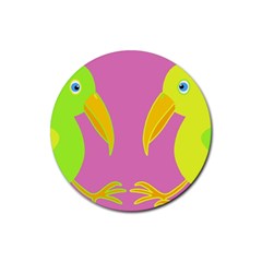 Parrots Rubber Coaster (round)  by Valentinaart