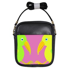 Parrots Girls Sling Bags by Valentinaart