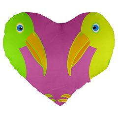 Parrots Large 19  Premium Heart Shape Cushions by Valentinaart