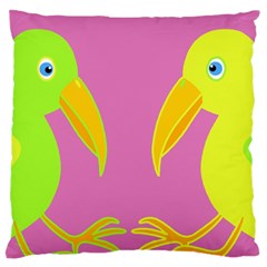 Parrots Large Flano Cushion Case (two Sides) by Valentinaart