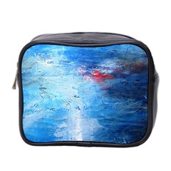 Abstract Blue And White Print  Mini Toiletries Bag 2-side by artistpixi