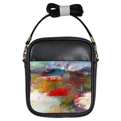 Abstract Reds And Beiges  Girls Sling Bags by artistpixi