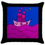 Boat Throw Pillow Case (Black) Front