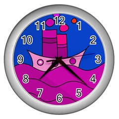 Boat Wall Clocks (silver)  by Valentinaart