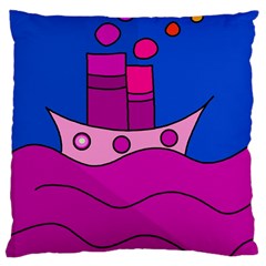 Boat Large Cushion Case (one Side) by Valentinaart