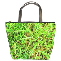 Natures Grass And Shamrock Print  Bucket Bags by artistpixi