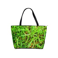 Natures Grass And Shamrock Print  Shoulder Handbags by artistpixi