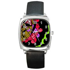 Elegant Abstract Decor Square Metal Watch by Valentinaart