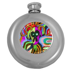 Colorful Goat Round Hip Flask (5 Oz) by Valentinaart