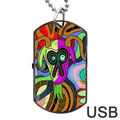 Colorful Goat Dog Tag Usb Flash (one Side) by Valentinaart