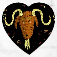 Billy Goat 2 Jigsaw Puzzle (heart) by Valentinaart