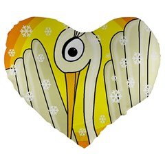 Crane Large 19  Premium Heart Shape Cushions by Valentinaart