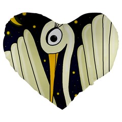 Crane 2 Large 19  Premium Heart Shape Cushions by Valentinaart