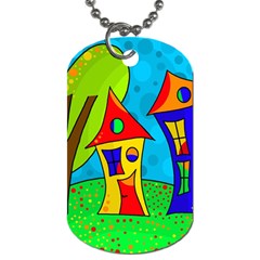 Two Houses  Dog Tag (one Side) by Valentinaart