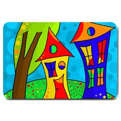 Two Houses  Large Doormat  by Valentinaart