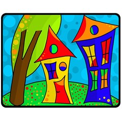 Two Houses  Fleece Blanket (medium)  by Valentinaart