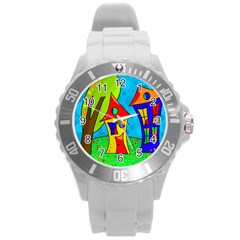 Two Houses  Round Plastic Sport Watch (l) by Valentinaart