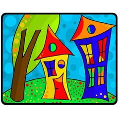 Two Houses  Double Sided Fleece Blanket (medium) 