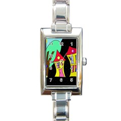 Two Houses 2 Rectangle Italian Charm Watch by Valentinaart