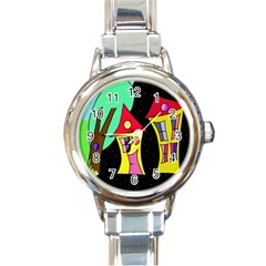 Two Houses 2 Round Italian Charm Watch by Valentinaart