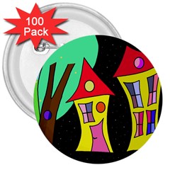 Two Houses 2 3  Buttons (100 Pack)  by Valentinaart