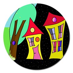 Two Houses 2 Magnet 5  (round) by Valentinaart