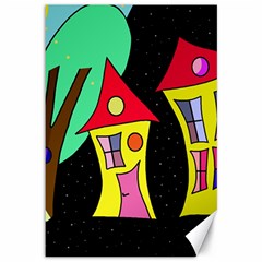 Two Houses 2 Canvas 12  X 18   by Valentinaart