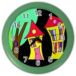 Two houses 2 Color Wall Clocks Front