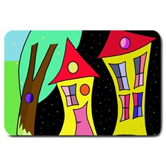 Two Houses 2 Large Doormat  by Valentinaart