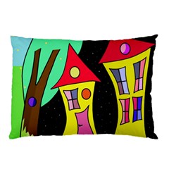 Two Houses 2 Pillow Case by Valentinaart